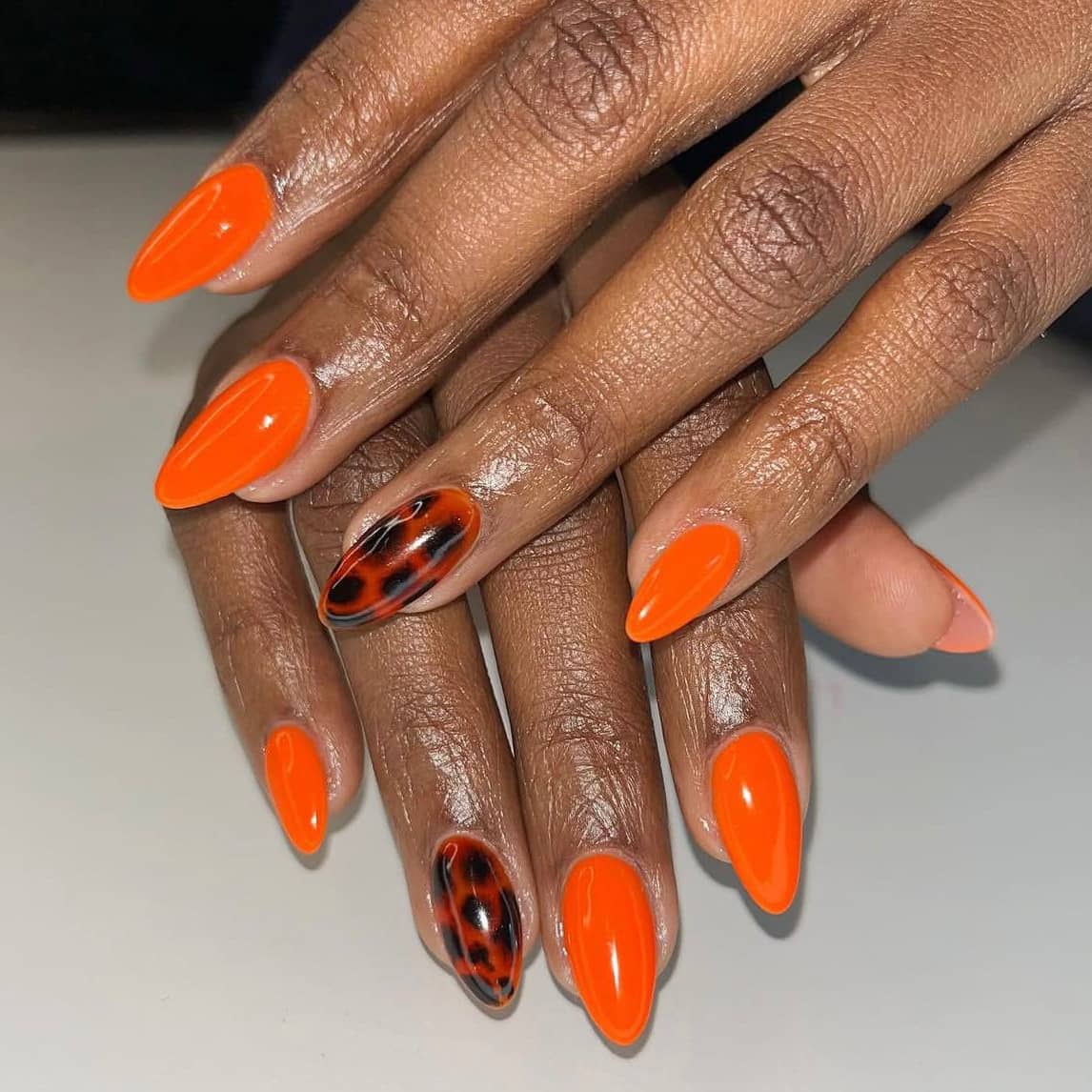 Orange Acrylic Nails